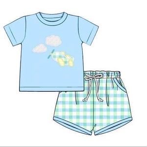 24 Month Smocked Matching Short Set- Airplane